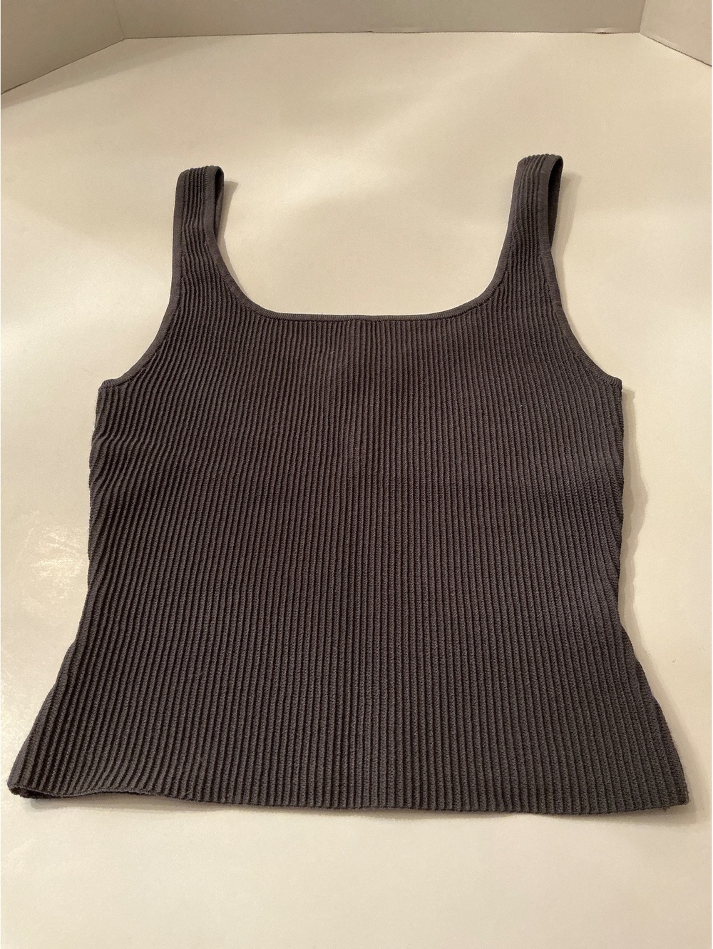 Aritzia Babaton sculpt knit square neck tank dark charcoal size S EUC retail $68